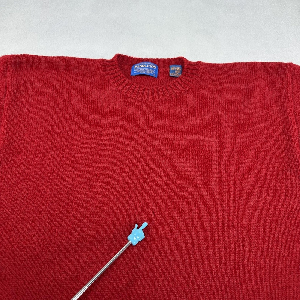 Vintage Pendleton Sweater Mens Large Red Shetland Wool Crewneck Knit Pullover - Picture 3 of 13